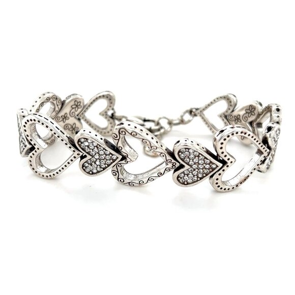 Brighton Rhinestones Heart Link Bracelet - Picture 1 of 8